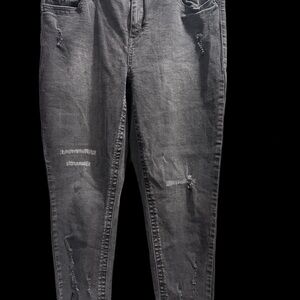 Seven7 Women's Distressed Charcoal Skinny Jeans